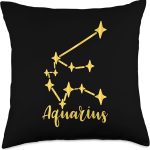 Aquarius Zodiac Symbol Horoscope Astrology Birthday Throw Pillow - Aquarius Pillow for men