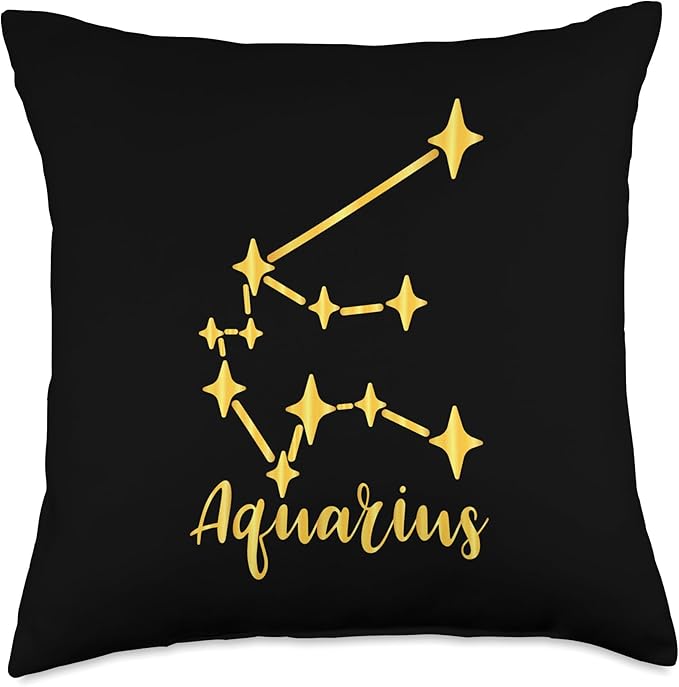 Aquarius Zodiac Symbol Horoscope Astrology Birthday Throw Pillow - Aquarius Pillow for men