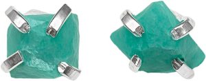 Raw Amazonite Stud Earrings, Sterling Silver Earrings, Blue Green Healing Crystal Jewelry, Natural Amazonite Gemstone, Aries Leo Scorpio Zodiac Sign - Aries Earrings for men