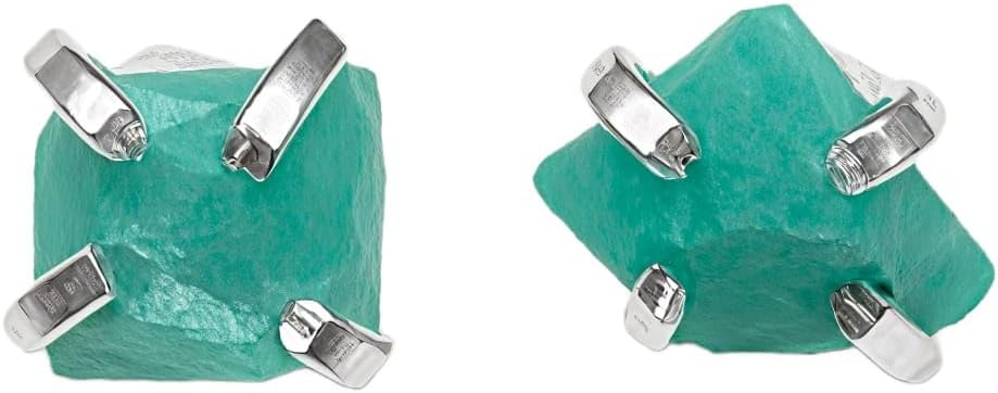 Raw Amazonite Stud Earrings, Sterling Silver Earrings, Blue Green Healing Crystal Jewelry, Natural Amazonite Gemstone, Aries Leo Scorpio Zodiac Sign - Aries Earrings for men