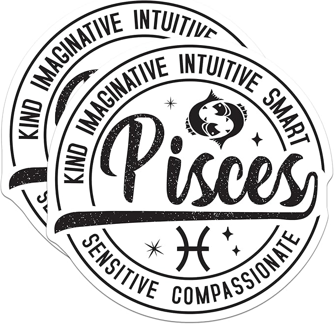 (2 Pack) Pisces Zodiac Stickers - Astrological Signs Stickers - Horoscope Sign Stickers - 5" On Longest Side - Sticks to Smooth Flat Surfaces - Made in USA - BMCS5261 - Pisces Car Accessories for men