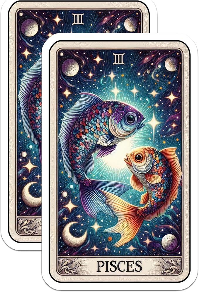 (2 Pack) Pisces Star Constellation Stickers - Astrological Sign Stickers - Zodiac Pisces Fish Stickers - 5" On Longest Side - Sticks to Smooth Flat Surfaces - Made in USA - BMCS5260 - Pisces Car Accessories for men