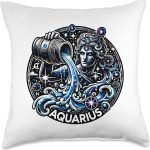 Aquarius Astrology Horoscope Zodiac Sign Jan 20 - Feb 18 Throw Pillow - Aquarius Pillow for men
