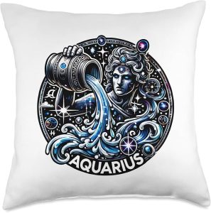 Aquarius Astrology Horoscope Zodiac Sign Jan 20 - Feb 18 Throw Pillow - Aquarius Pillow for men