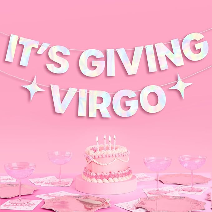 xo, Fetti It's Giving Virgo Banner - Iridescent Foil | 4 Ft. | Zodiac Birthday Sign, Horoscope Bachelorette Party Background, Astrology Bday Decorations - Virgo Poster for men