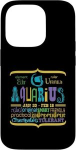 Aquarius Zodiac Astrology Horoscope Birthday Sun Sign Case for iPhone 14 Pro - Aquarius Phone Case for men