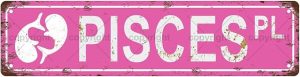 Pisces Star Sign Zodiac Sign Vintage Metal Tin Sign, Street Sign, Home Decor, Room Decor, Wall Decor, Bathroom Decor, Bar Decor, Cafe Decor, Garage Decor, 16 x 4 Inch - Pisces Home Decor for men