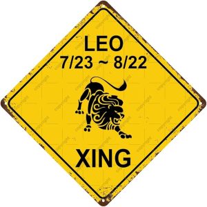Leo Animal Zodiac Sign Cross Xing Vintage Metal Tin Sign, Home Decor, Room Decor, Wall Decor, Bathroom Decor, Bar Decor, Cafe Decor, Garage Decor, Farmhouse Decor, 8 x 8 Inch - Pisces Home Decor for men
