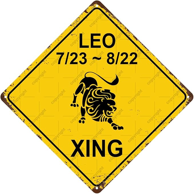 Leo Animal Zodiac Sign Cross Xing Vintage Metal Tin Sign, Home Decor, Room Decor, Wall Decor, Bathroom Decor, Bar Decor, Cafe Decor, Garage Decor, Farmhouse Decor, 8 x 8 Inch - Pisces Home Decor for men