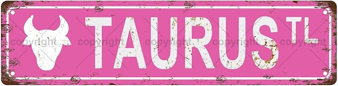 Taurus Star Sign Zodiac Sign Vintage Metal Tin Sign, Street Sign, Home Decor, Room Decor, Wall Decor, Bathroom Decor, Bar Decor, Cafe Decor, Garage Decor, 16 x 4 Inch - Taurus for men