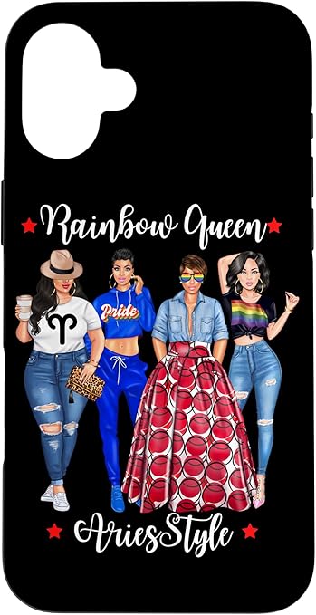 Rainbow Queen LBGTQ Zodiac Aries March April Birthday Women Case for iPhone 16 Plus - Aries Phone Case for men