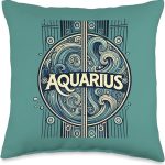 Aquarius Zodiac Art Astrology Sign Design Birthday Throw Pillow - Aquarius Pillow for men