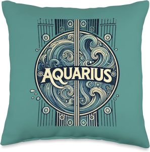 Aquarius Zodiac Art Astrology Sign Design Birthday Throw Pillow - Aquarius Pillow for men