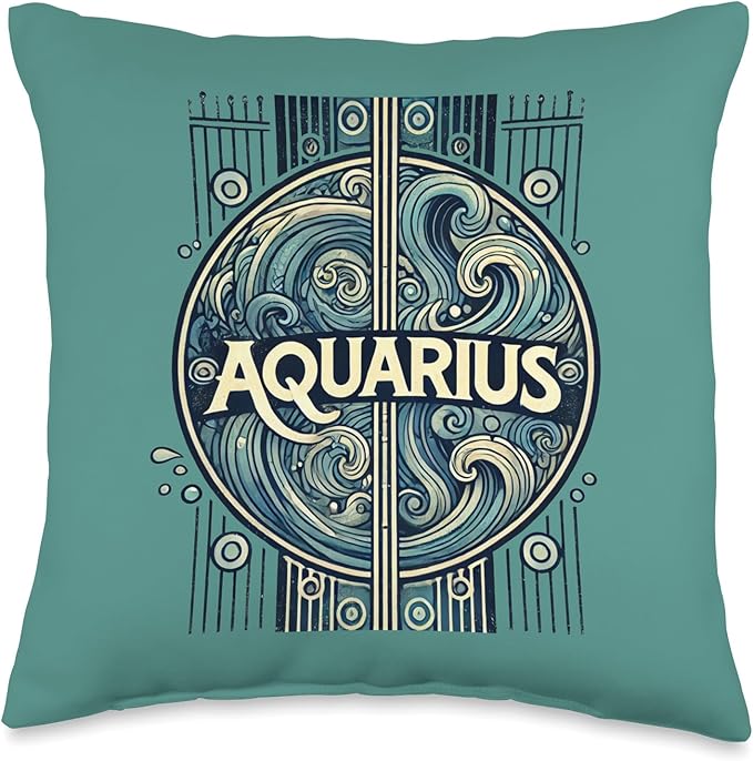 Aquarius Zodiac Art Astrology Sign Design Birthday Throw Pillow - Aquarius Pillow for men