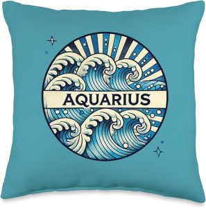 Aquarius Zodiac Art Astrology Sign Design Birthday Throw Pillow - Aquarius Pillow for men