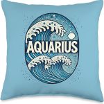 Aquarius Zodiac Art Astrology Sign Design Birthday Throw Pillow - Aquarius Pillow for men