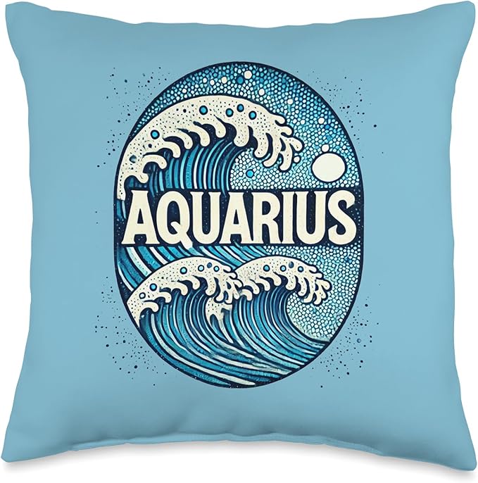 Aquarius Zodiac Art Astrology Sign Design Birthday Throw Pillow - Aquarius Pillow for men