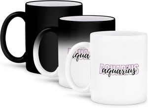 3dRose, Zodiac Sign - Aquarius Text, 11oz Magic Transforming Mug - Aquarius Mug for men