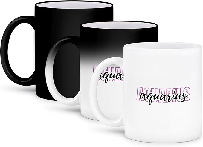 3dRose, Zodiac Sign - Aquarius Text, 11oz Magic Transforming Mug - Aquarius Mug for men
