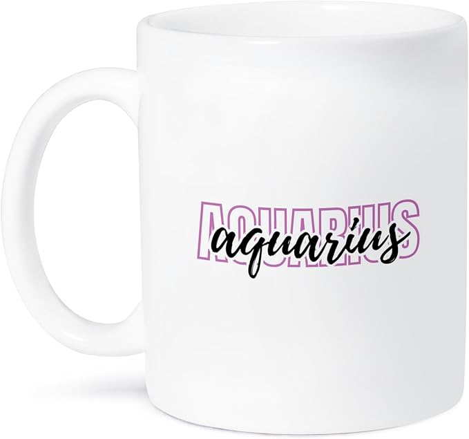 3dRose, Zodiac Sign - Aquarius Text, 15oz Mug - Aquarius Mug for men