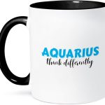 3dRose, Zodiac Sign - Aquarius - Think Differently Text, 11oz Two-Tone Black Mug - Aquarius Mug for men