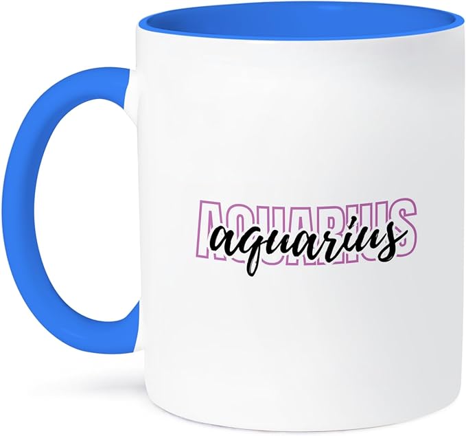 3dRose, Zodiac Sign - Aquarius Text, 15oz Two-Tone Blue Mug - Aquarius Mug for men