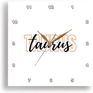 3dRose, Zodiac Sign - Taurus Text, 10x10 Wall Clock - Taurus Products for men