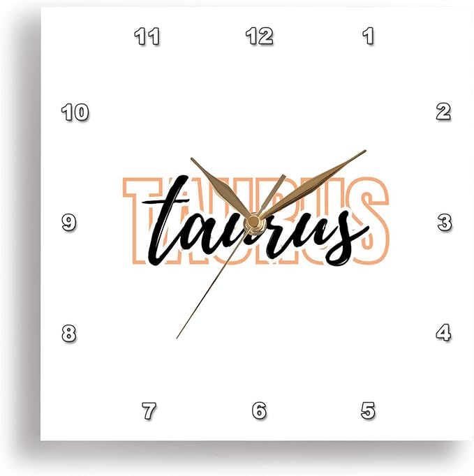 3dRose, Zodiac Sign - Taurus Text, 10x10 Wall Clock - Taurus Products for men