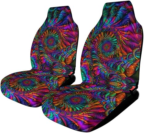 Tie Dye Car Seat Cover Front Seat Only, Trippy 2Pcs Auto Interior Accessories Universal Seat Covers for Car, SUV, Sedan, Trucks - Aquarius Car Seat Cover for men
