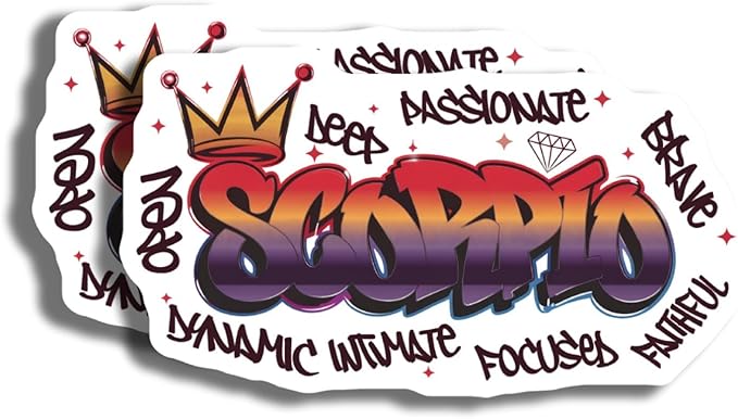 Scorpio Stickers - Zodiac Sign Stickers - Astrological Stickers - Horoscope Stickers - 2 Pack - 5" On Longest Side - Made in USA - PLDFS5003 - Scorpio Sticker for men