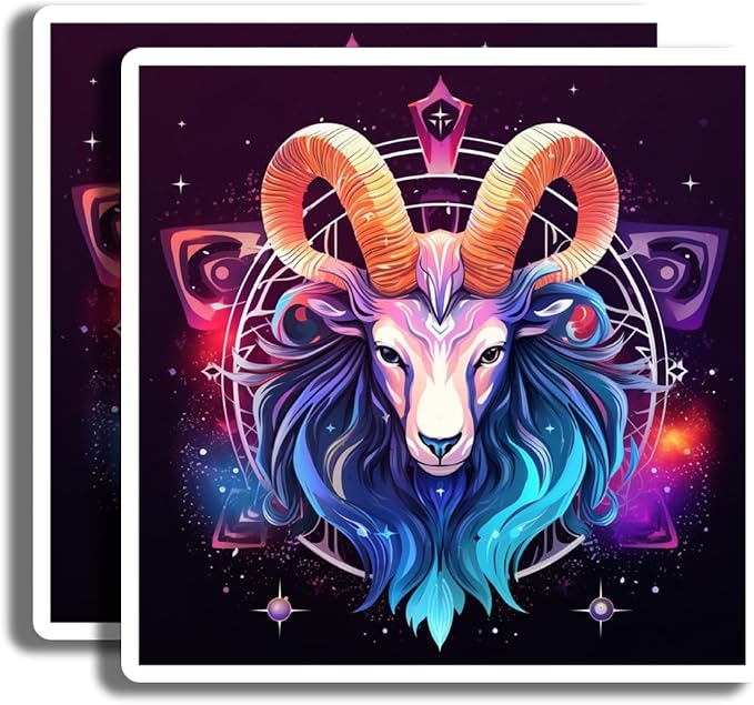 Zodiac Sign Stickers - Aries Symbol Stickers - Astrology Art Stickers - 2 Pack - 5" On Longest Side - Made in USA - PLDFS4917 - Aries Sticker for men