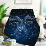 Aries Star Blanket, Celestial Ram Zodiac Design, Cosmic Night Sky Theme, Soft Cozy Throw for Bed, Couch, Astrology Lovers Gift for Men and Women, 50"x40" - Aries Blanket for men