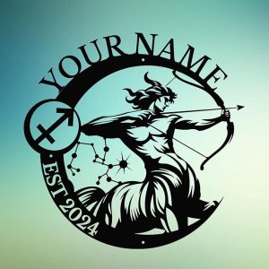 Custom The Zodiac Metal Sign,Constellation Personalized Name, Led Lights Funny Vintage Metal Signs,Wall Art Decor Outdoor (Sagittarius) - Sagittarius Home Decor for men