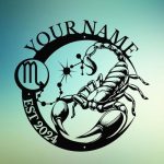 Custom The Zodiac Metal Sign,Constellation Personalized Name, Led Lights Funny Vintage Metal Signs,Wall Art Decor Outdoor (Scorpio) - Scorpio Canvas for men