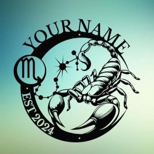 Custom The Zodiac Metal Sign,Constellation Personalized Name, Led Lights Funny Vintage Metal Signs,Wall Art Decor Outdoor (Scorpio) - Scorpio Canvas for men