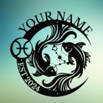 Custom The Zodiac Metal Sign,Constellation Personalized Name, Led Lights Funny Vintage Metal Signs,Wall Art Decor Outdoor (Pisces) - Pisces Canvas for men