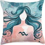 Aquarius Goddess Constellation Zodiac Star Sign Birthday Throw Pillow - Aquarius Pillow for men