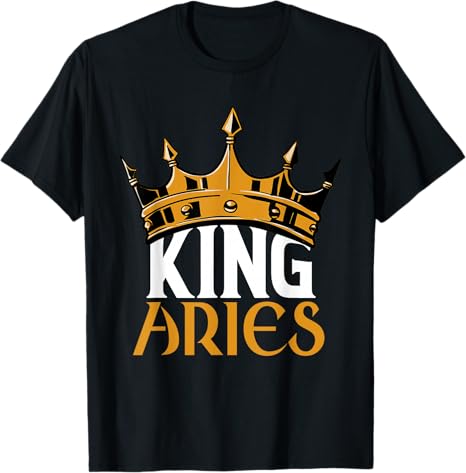 King Aries Crown Zodiac Sign Birthday Astrological Symbol T-Shirt - Aries T-Shirt for men