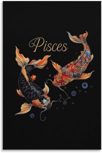 Pisces Zodiac Sign Canvas Wall Art Print Artwork Picture Hanging Painting Modern Home Living Room Decor - Pisces Canvas for men