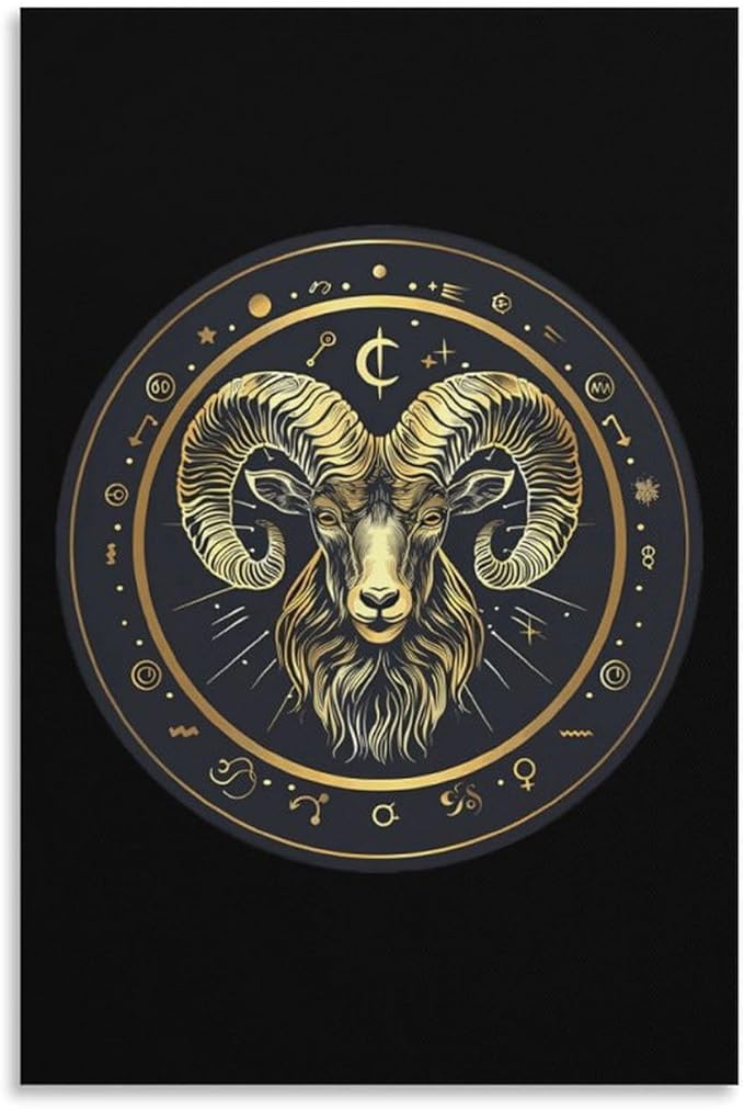 Aries Zodiac Sign Canvas Wall Art Print Artwork Picture Hanging Painting Modern Home Living Room Decor - Aries Canvas for men
