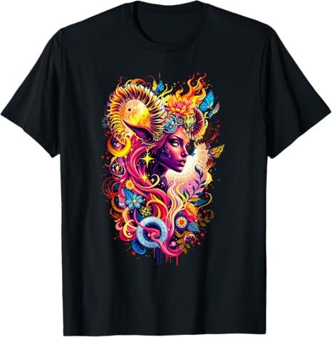 Aries Zodiac Sign Unstoppable Fearless Cosmic Queen Courage T-Shirt - Aries T-Shirt for men