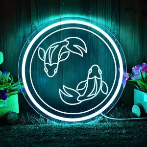 The Zodiac Horoscope Neon Sign, Pisces Zodiac Neon Sign - 12.6"x12.6" Ice Blue LED Wall Art with Dimmable Glow | USB-Powered Astrology Gift for Bedroom & Home Decor - Pisces Canvas for men