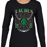 Classic Horoscope Western Zodiac Sign Astrology Birthday Month Pop Culture Womens Graphic Long Sleeve T-Shirt - Taurus Products for men
