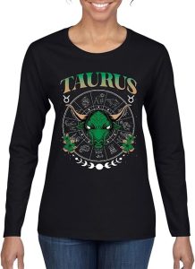 Classic Horoscope Western Zodiac Sign Astrology Birthday Month Pop Culture Womens Graphic Long Sleeve T-Shirt - Taurus Products for men