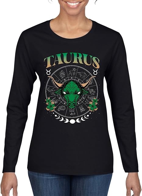 Classic Horoscope Western Zodiac Sign Astrology Birthday Month Pop Culture Womens Graphic Long Sleeve T-Shirt - Taurus Products for men