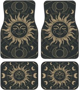 Boho Astronomy Astrology Tarot The Sun and Moon Mysterious Car Floor Mats Set of 4 Casual Car Decor Accessories for SUV Van Truck Vehicle Front Rear Carpets Mats - Virgo Car Floor Mat for men