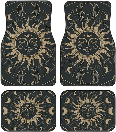 Boho Astronomy Astrology Tarot The Sun and Moon Mysterious Car Floor Mats Set of 4 Casual Car Decor Accessories for SUV Van Truck Vehicle Front Rear Carpets Mats - Virgo Car Floor Mat for men