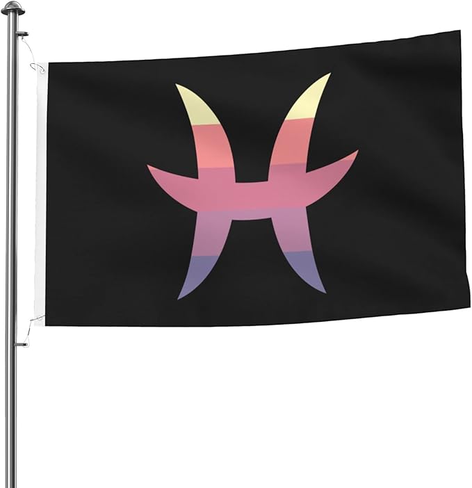 Double-Sided Zodiac Sign Pisces Symbol Flag 5x8 Ft Durable Outdoor Banner 100% Polyester Home Patio Decor Flags - Pisces Home Decor for men