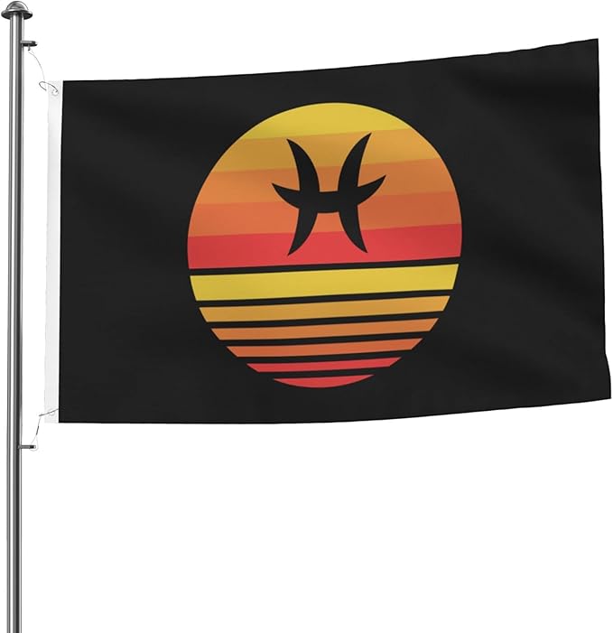 Double-Sided Zodiac Sign Pisces Symbol Flag 5x8 Ft Durable Outdoor Banner 100% Polyester Home Patio Decor Flags - Pisces Home Decor for men