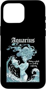 Astronological Sign Horoscope Zodiac Sign Aquarius Case for iPhone 16 Pro Max - Aquarius Phone Case for men